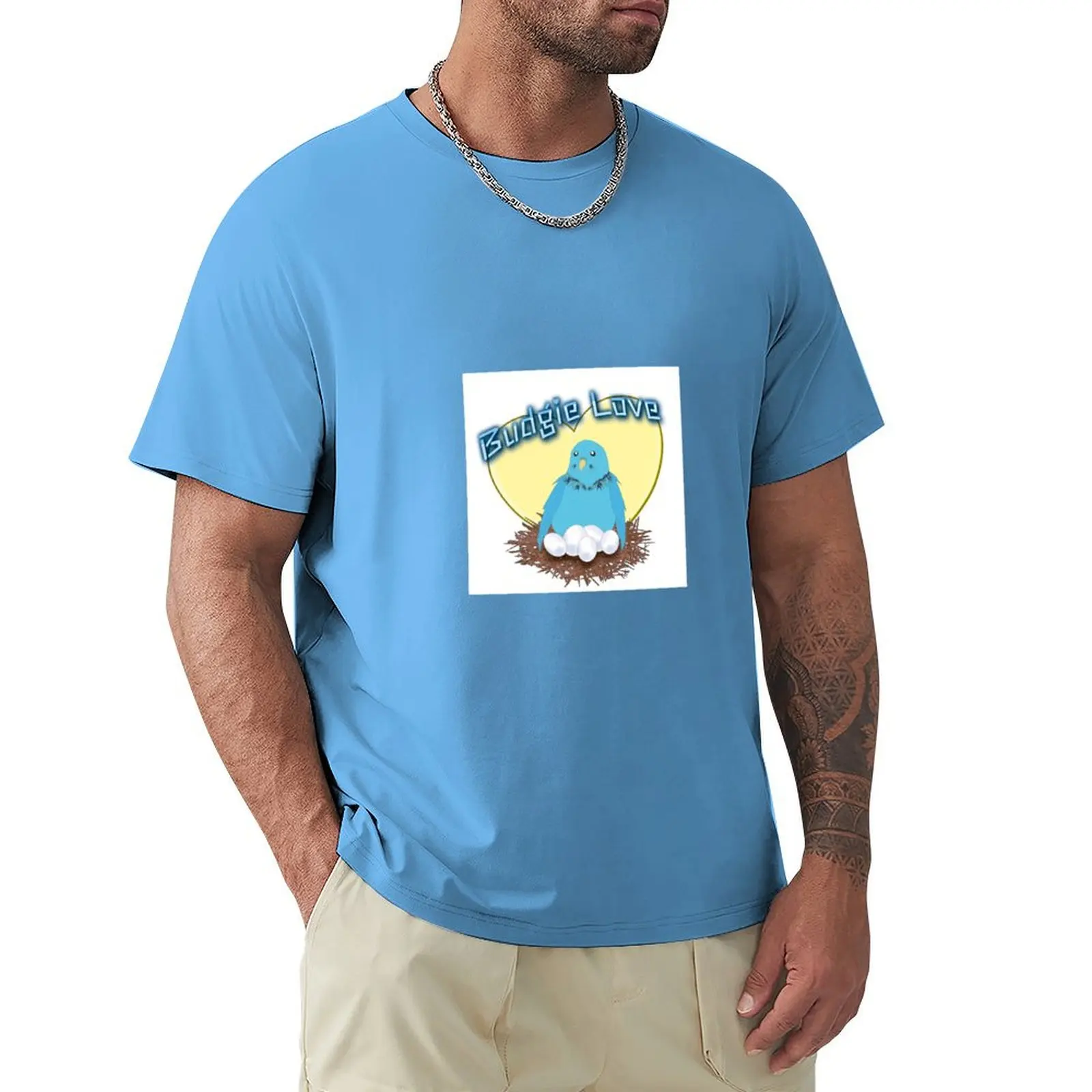 Budgie Love - Blue T-Shirt kawaii clothes customizeds mens t shirts pack