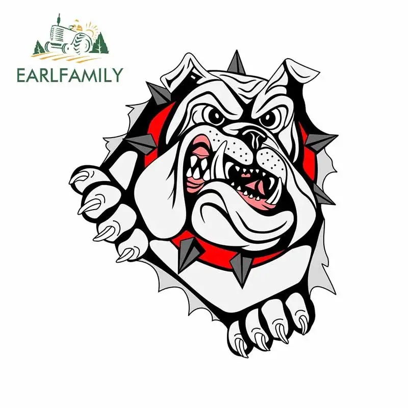 

EARLFAMILY 13см x 11.4см наклейка на окно/бампер автомобиля/фургон/автодом с изображением свирепого бульдога, виниловая пленка для автомобиля, маскирующая царапины, для багажника/фургона