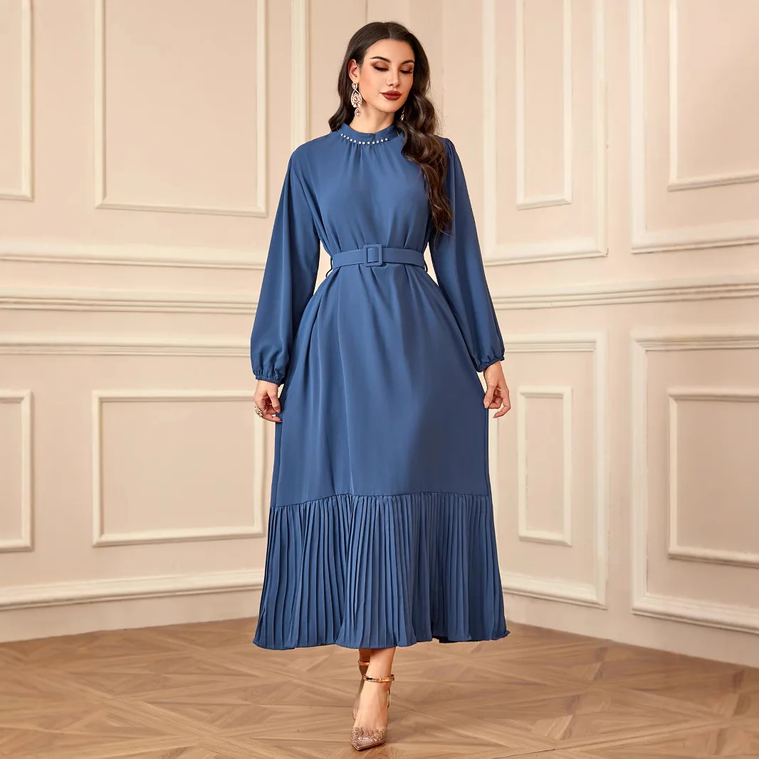 Robe longue Abaya femmes musulmanes robes modestes caftan Jalabiya ceintures maroc dubaï arabe Abayas Islam robes Robe Ramadan 2025
