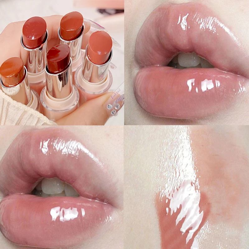 Water Gloss Mirror Lipstick Crystal Jelly Transparent Lip Gloss Moisturizing Lasting Solid Lip Stick Nude Tint Korean Makeup