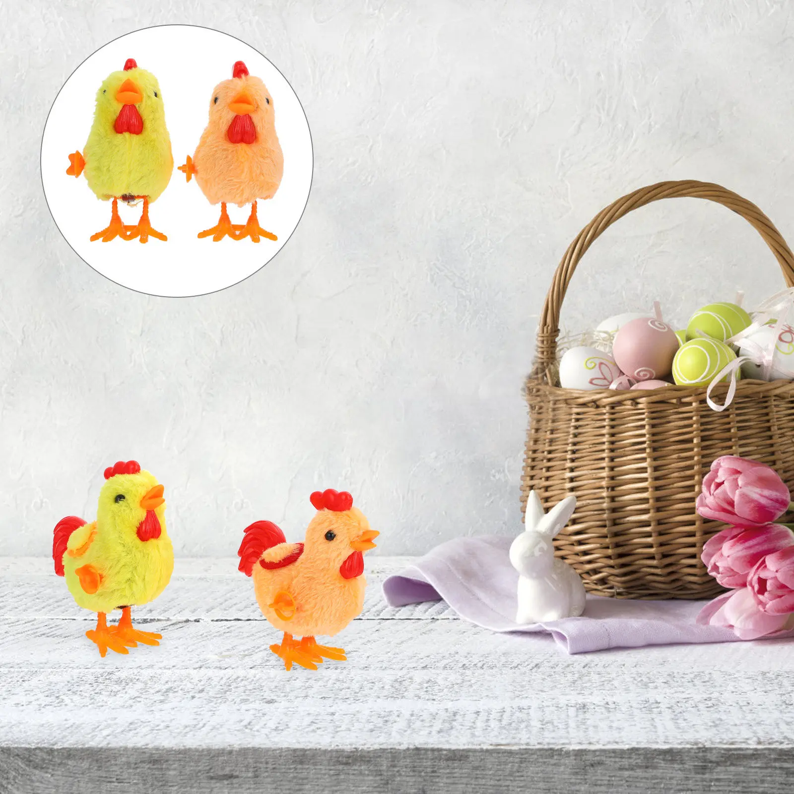 

2Pcs Mini Wind Up Chicken Easter Decor Prop for Toddlers Jumping Fun Home Decoration Children Gift Early Education Photo Props