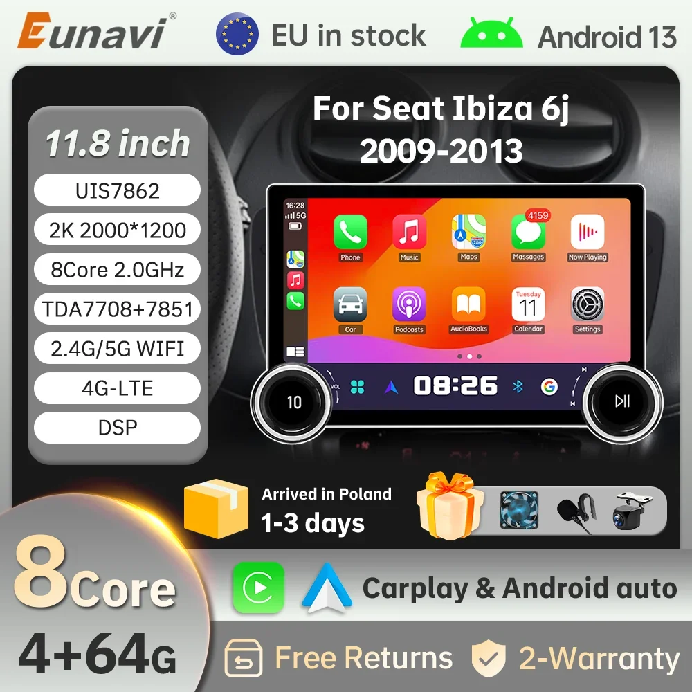 

Android Car Radio for Seat Ibiza MK4 6J 2009-2013 Multimedia Player CarPlay Android Auto GPS Bluetooth WIFI Car Head Unit