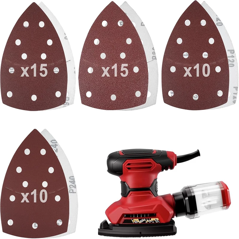 50PCS Sander Replacement Pad Compatible with, 60-240 Grit Mixed Mouse Sander Pads, Hook & Loop 11-Hole Design