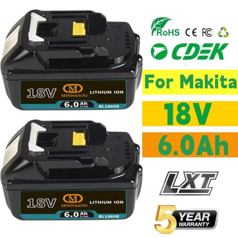 

100% Original For Makita 18V 6.0Ah Rechargeable Power Tools Li-ion Battery BL1860 BL1850 BL1830 LXT Replacement Battery