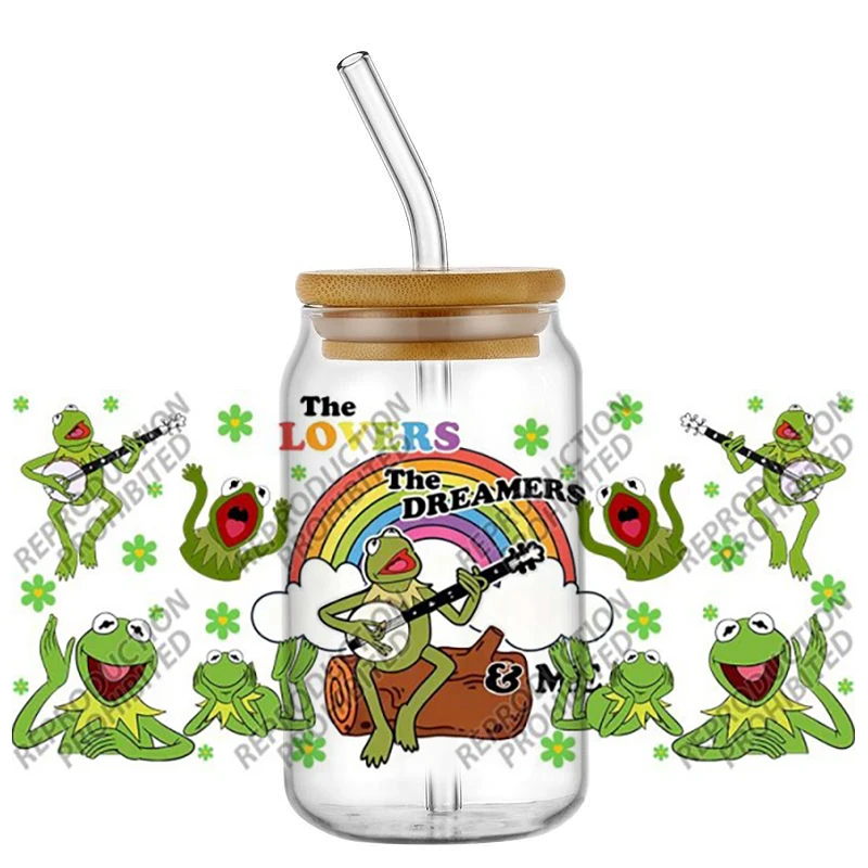 Hotsale Popular The Muppet Show Kermit the Frog 16oz UV DTF 3D Transfer Sticker Decal For Glass Can Cup Craft DIY Gift Creative view 4