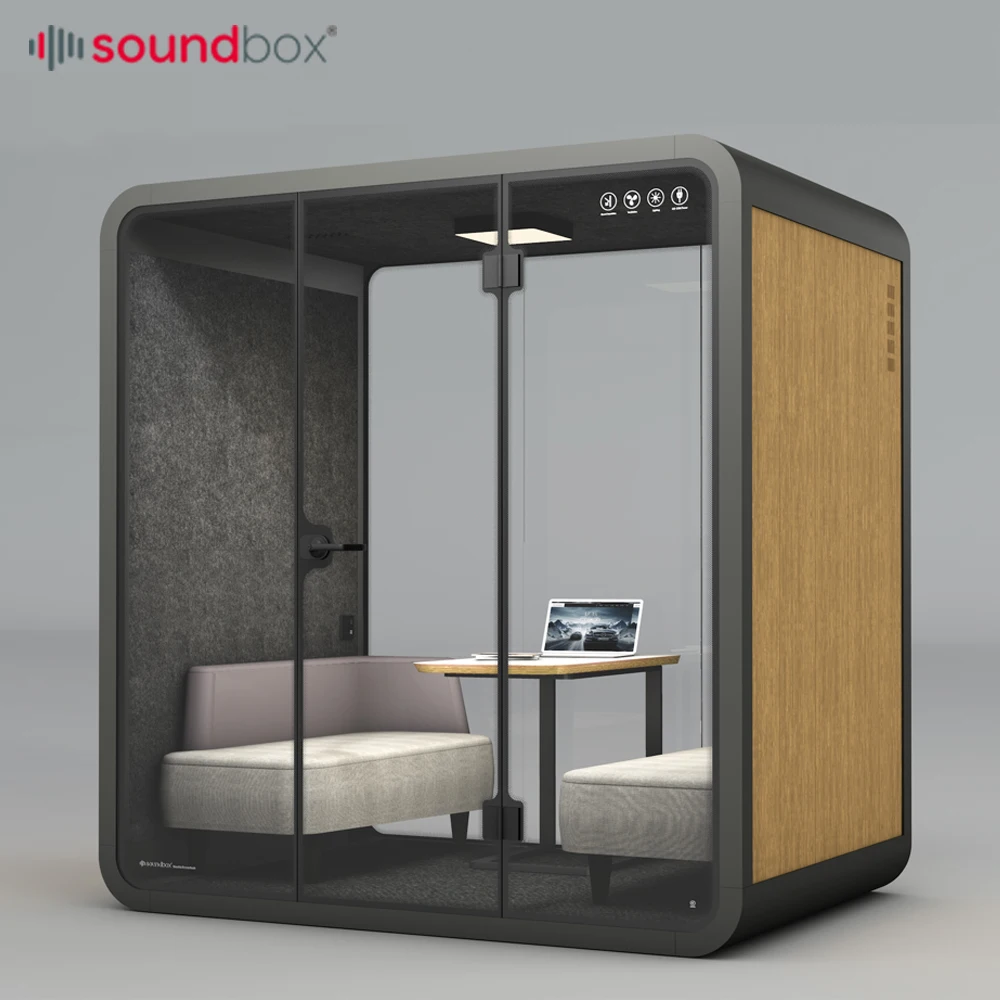 Customized Large Office Pod for 6 People, New Design with Desk, Smart Silent Workspace for Home Office, Soundproof