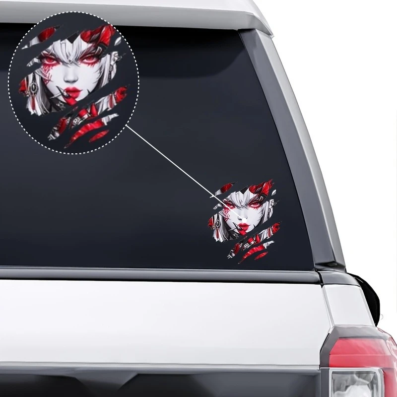 Demon Girl Sticker 13cm Anime Graffiti Vinyl Decal Cute Tears Car Bumper Tank Window Wall Laptop Helmet Removable Auto Decor