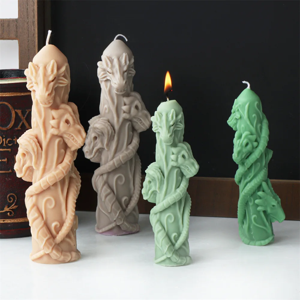 Halloween Winding Double headed Horse Pillar stampo per candele in Silicone Ghost aromaterapia gesso stampi in resina nuovo stile Home Decor