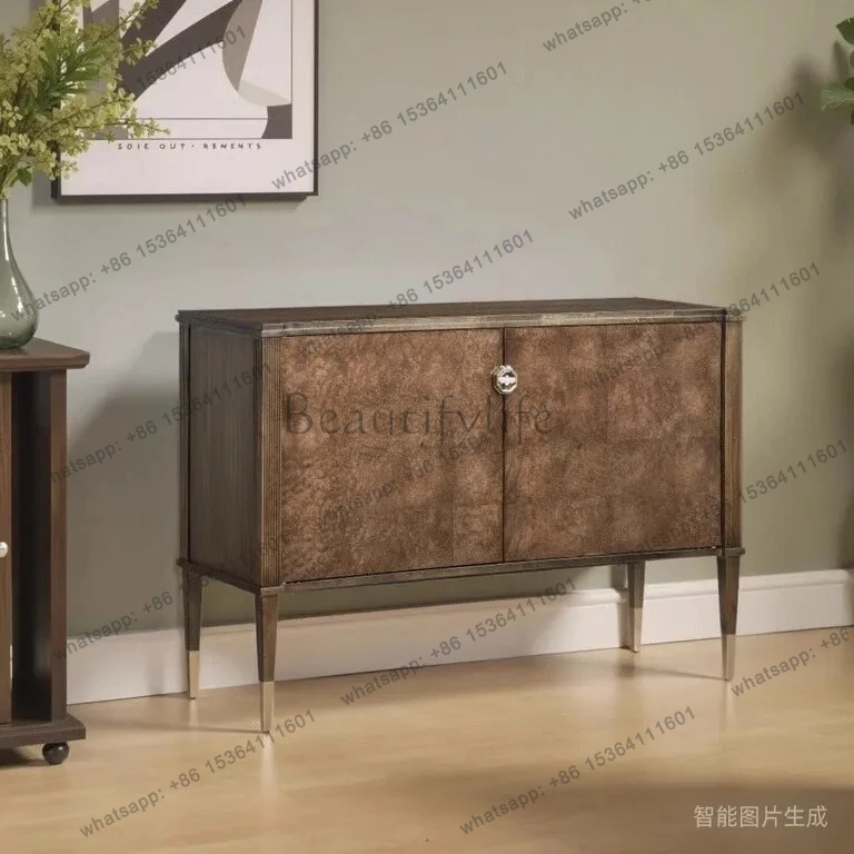 

Nordic medieval solid wood porch cabinet household simple modern American light luxury home shoe cabinet