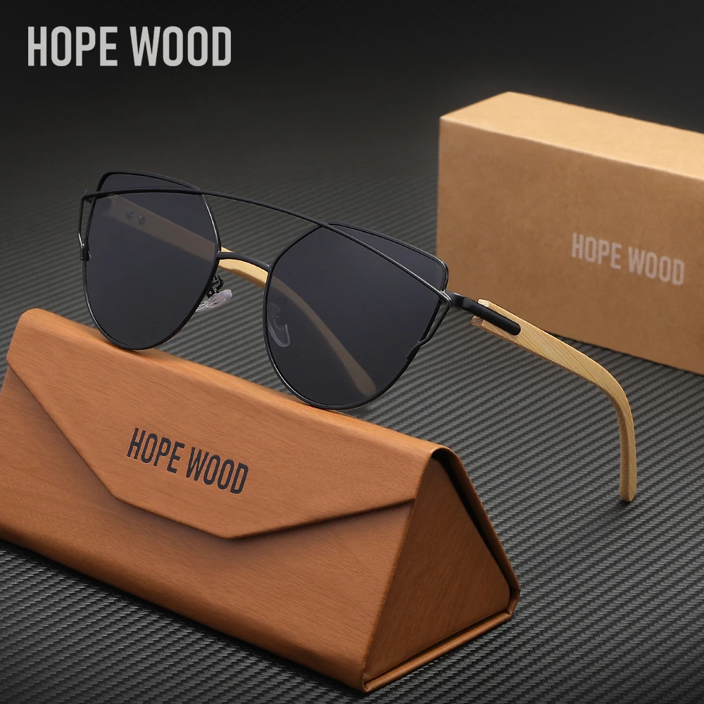 

HOPEWOOD Vintage Fashion Wooden Sunglasses Polarized UV400 Protection Shades Eyewear For Men Women Driving Glasses