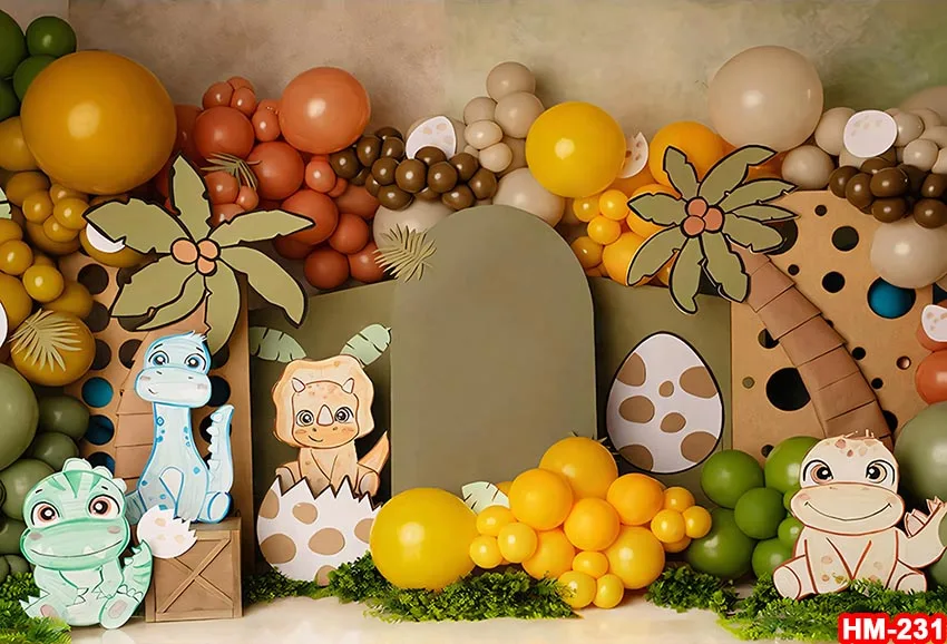 Dinosaur Jungle Safari Photo Background Child Birthday Cake Smash Photography Backdrops Forest Exploration Photo Studio Props