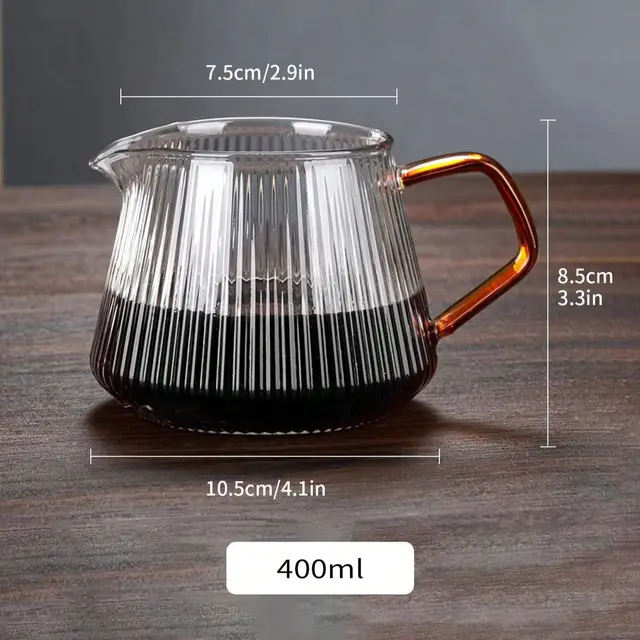 Leeseph Glass Coffee Server For Pour Over Coffee & Tea Vertical Striped Microwave Safe & Heatproof Glass Body (400ml & 600ml) 2 Leeseph Glass Coffee Server For Pour Over Coffee & Tea Vertical Striped Microwave Safe & Heatproof Glass Body (400ml & 600ml) 2