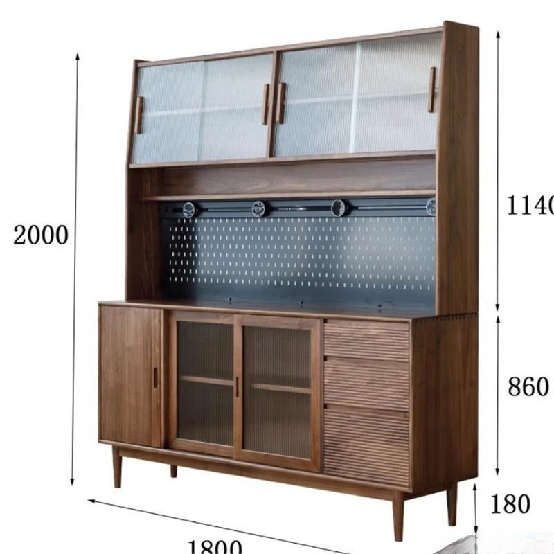 Black walnut side cabinet multi-functional slate solid wood wine cabinet
