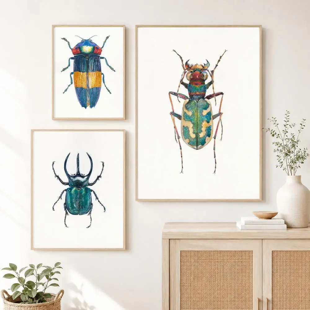 Insects Beetles Bugs Moth Chart Painting Calligraphy Canvas Painting Art for Bedroom Room Home Decor Wall Decoration Decals