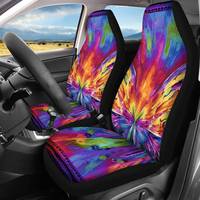 INSTANTARTS Colorful Chaotic Waves Print 2Pcs Car Interior Seat Covers Anti-Slip Front Seat Cover Auto Seat Protector Washable