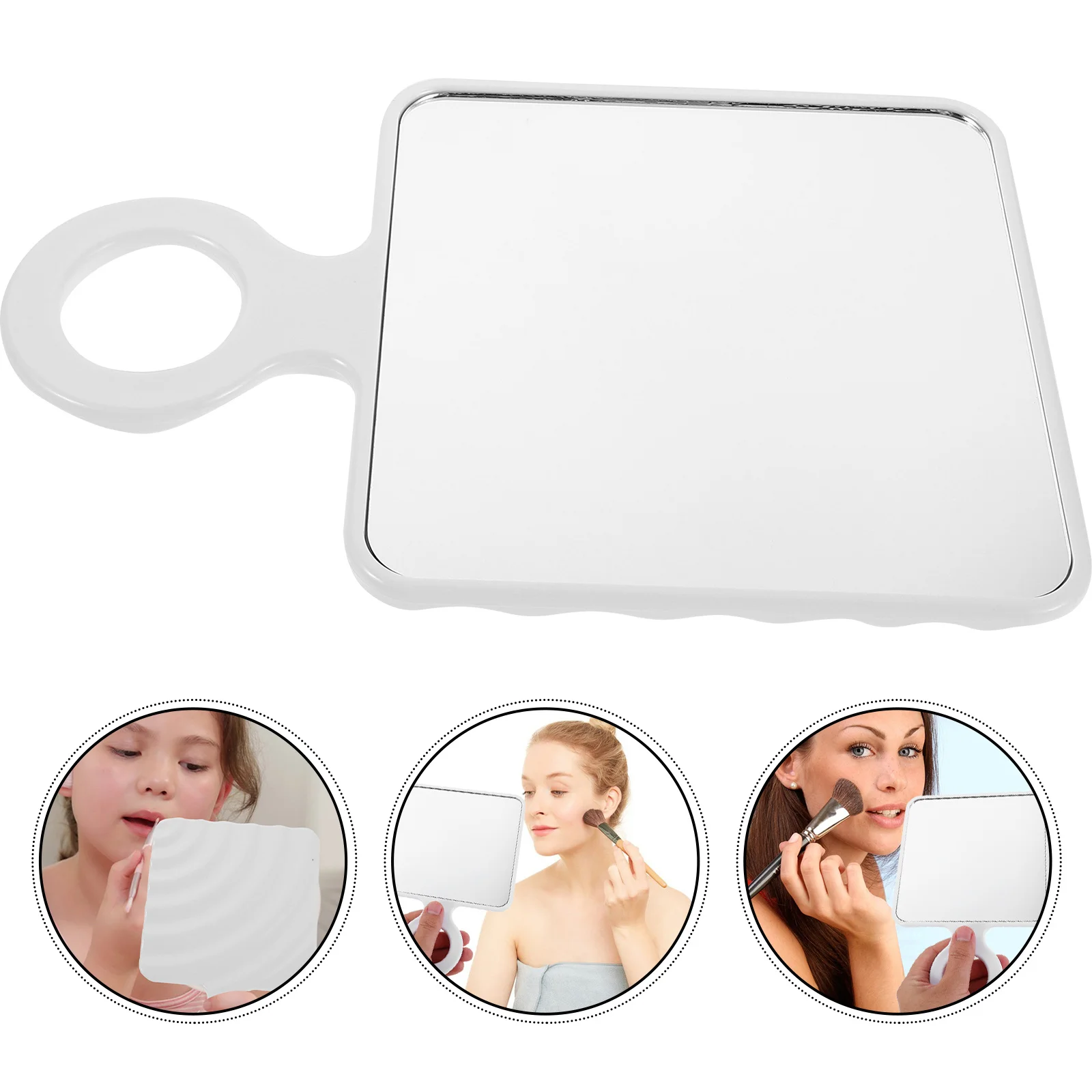 여행용 미니 컴팩트 휴대용 핸드헬드 메이크업 미러 소형 포켓 미러 경량 HD 반사 컴팩트 패들