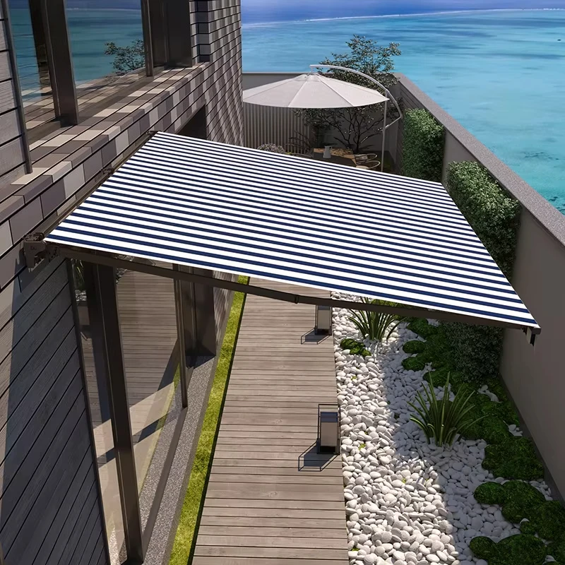 Outdoor 5M Large Awning With LED Light and Motor for Patio