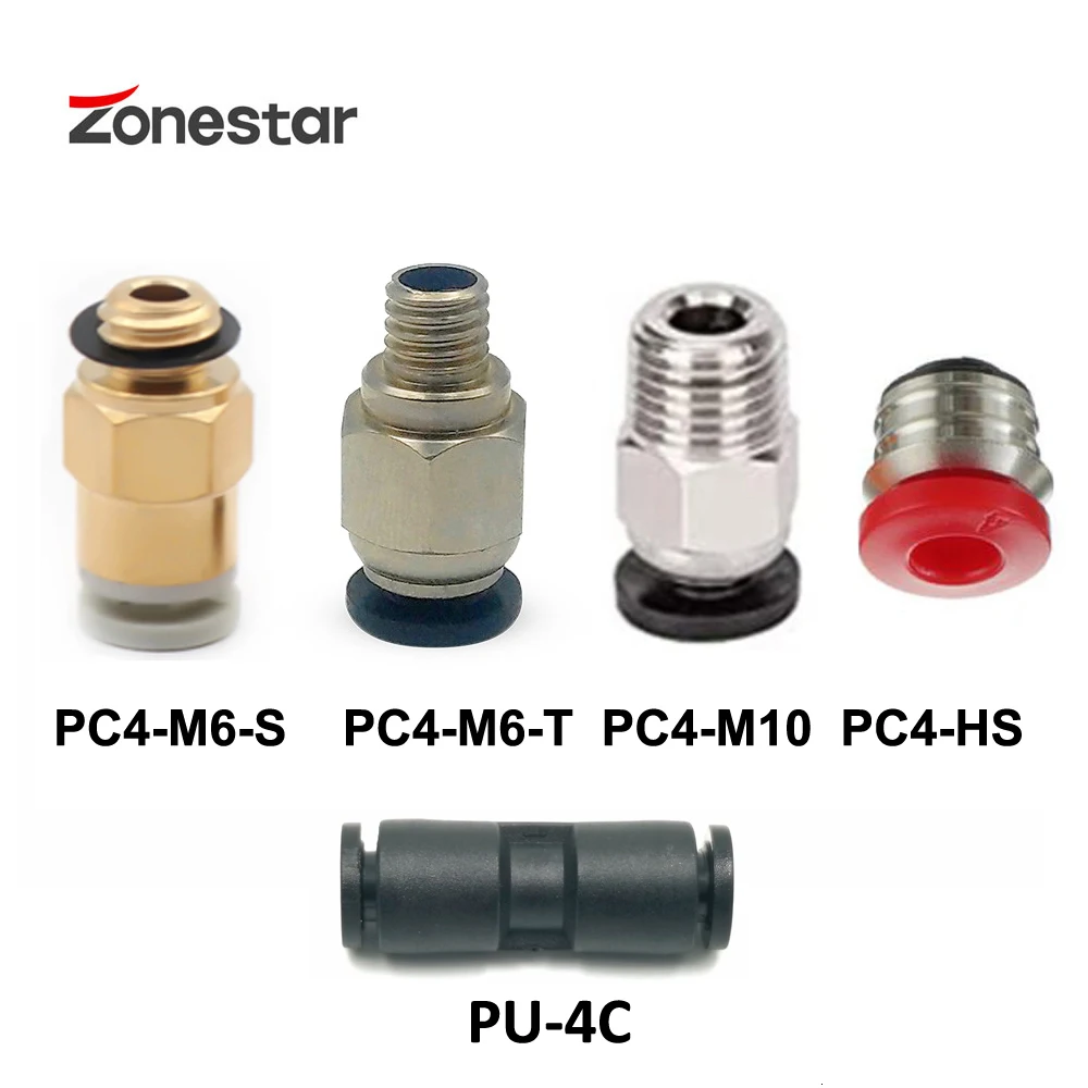 4PCS/LOT PC4-M6 PC4-M10 PC4-01 3D Printer J-head Pneumatic Connectors PTFE Tube Quick Couple Fittings Reprap Hotend