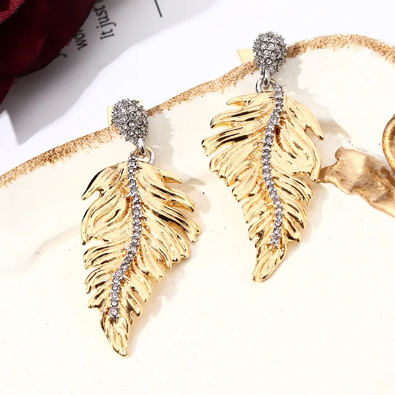 Genius Original Design Copper-plated Gold-plated Two-color Leaf Series Earrings