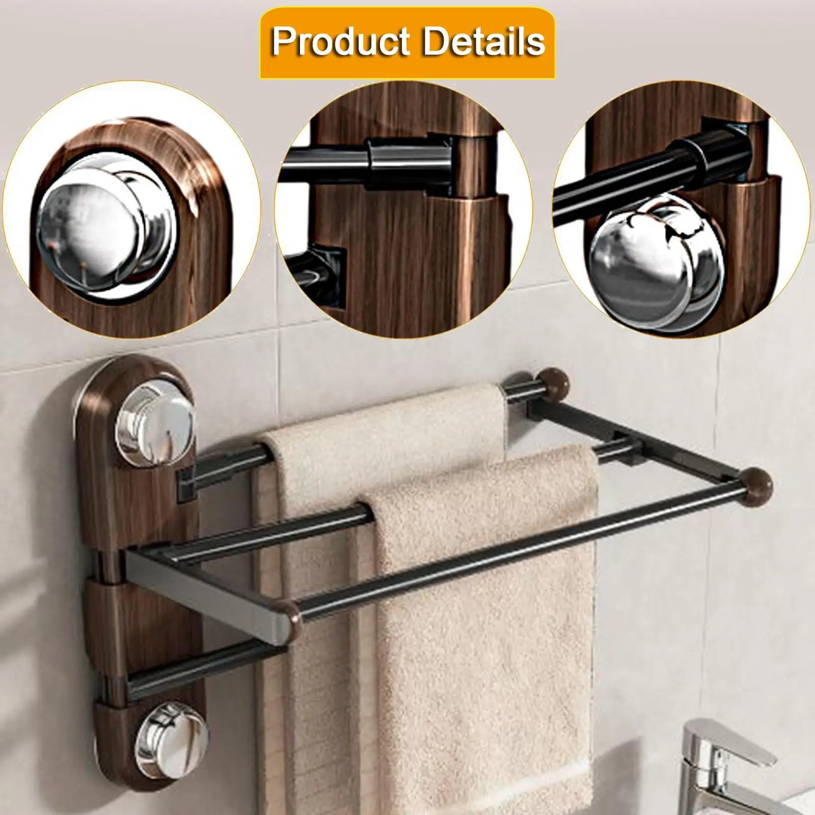 

Swivel Towel Rack 4 Bar Folding Arm Wall Mount Home Rotating Arm Hanger Rack for Bedroom Restroom Bath Living Room Closets