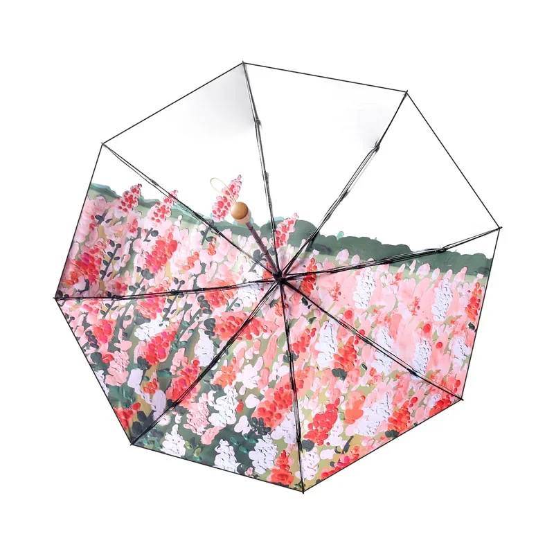 Double Layer Printing Mini Folding Umbrella 5 Fold 8 Ribs Anti UV Rain Sun Umbrella Fashion Portable Windproof Umbrella Women