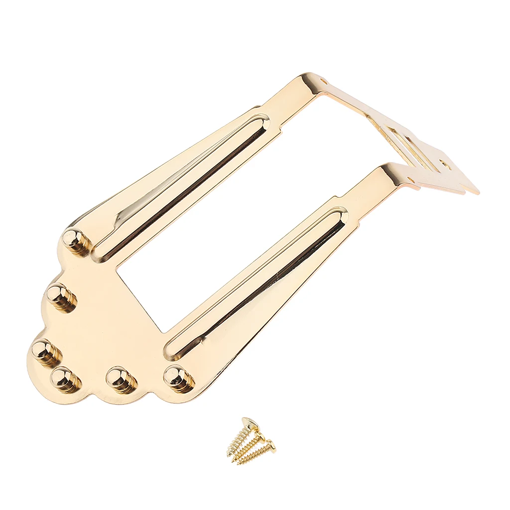 6 String Guitar Tailpiece Bridge for Archtop Jazz Guitar Replacement Parts Golden