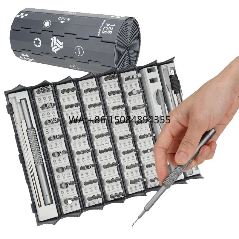 128-in-1 Multi-Functional Screwdriver Set Aluminum Alloy Handle Scroll Tube Bit Storage Case DIY for Electronics Repair