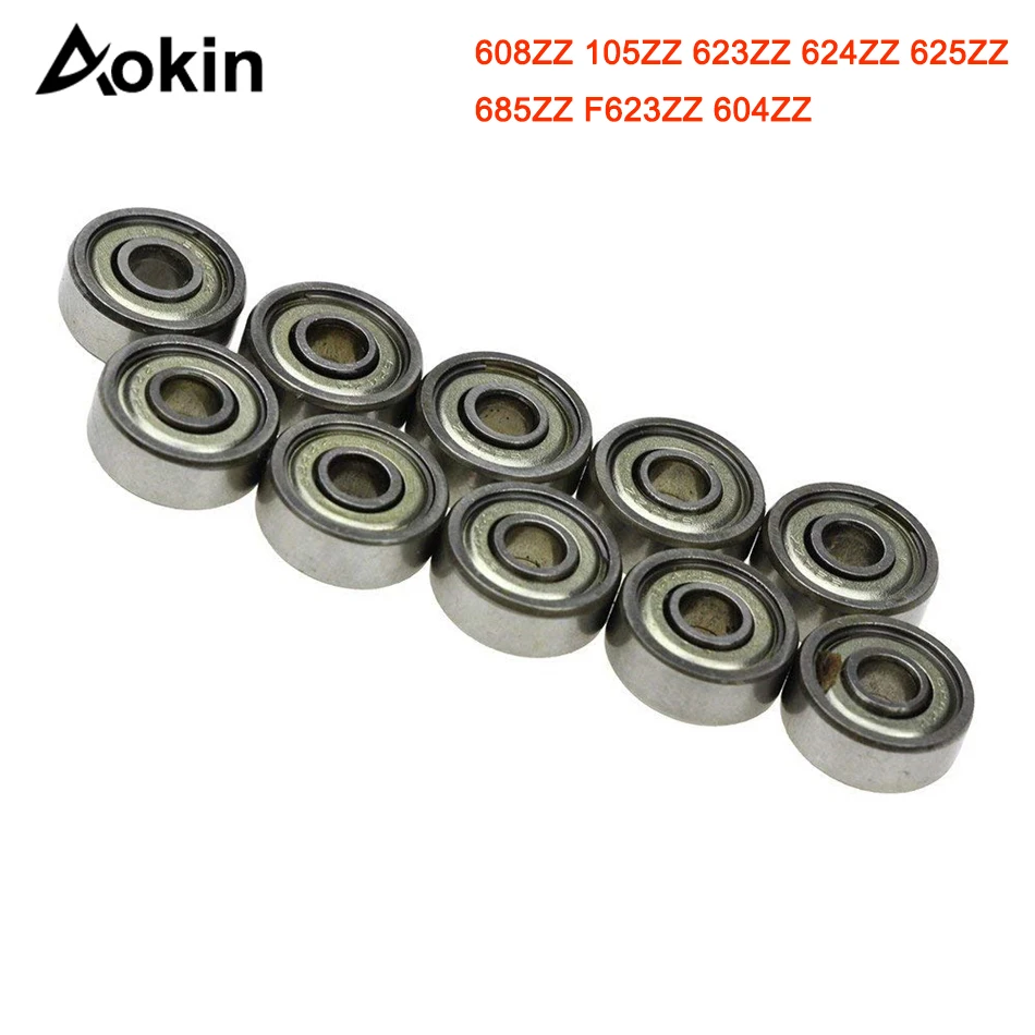 10pcs Double Shielded Miniature High-carbon Steel Single Row 608ZZ 105ZZ 623ZZ 624ZZ 625ZZ 685ZZ F623ZZ 604ZZ Ball Bearing