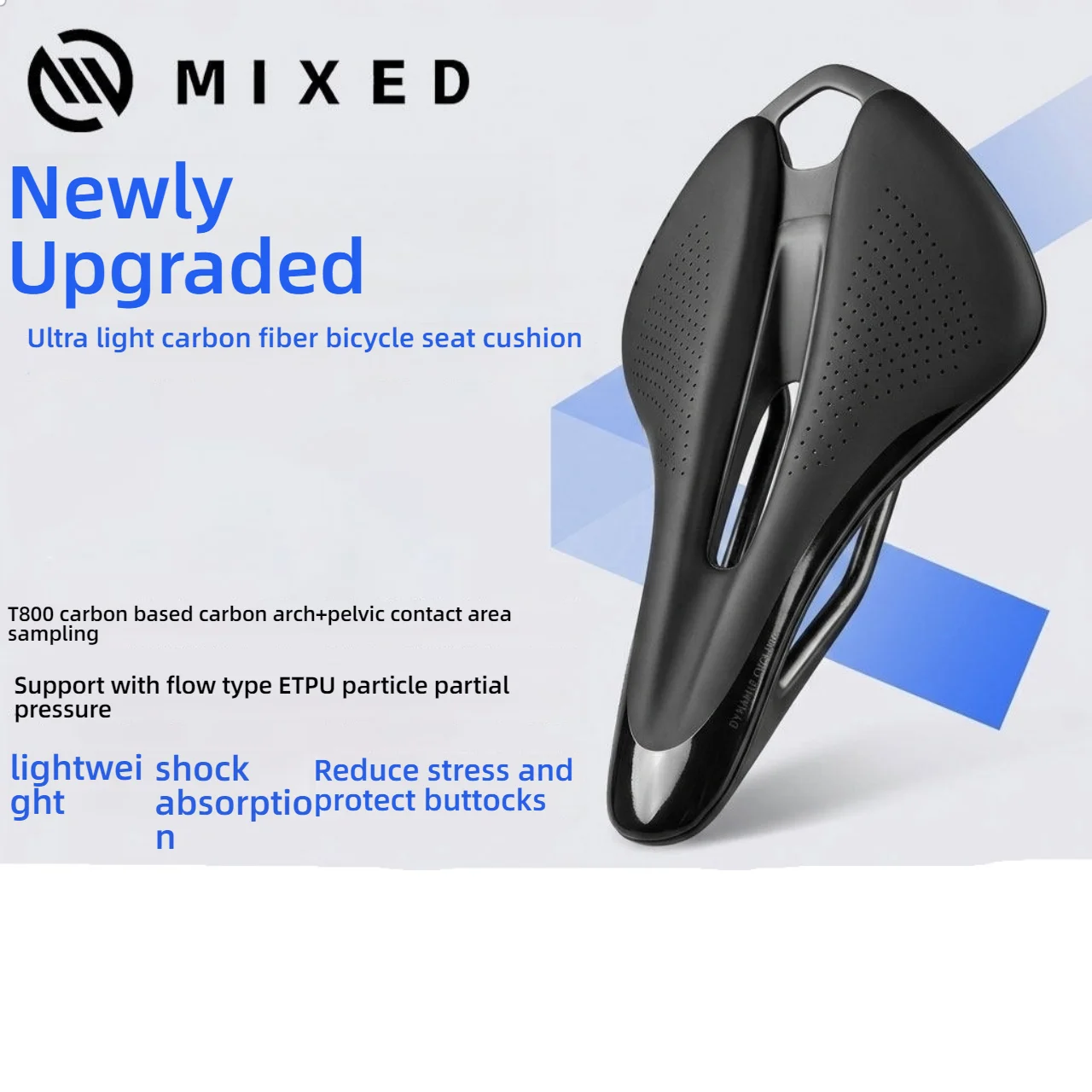 8D carbon fiber bicycle seat pad for road bikes, mountain bikes, breathable, hollow, comfortable, short nose