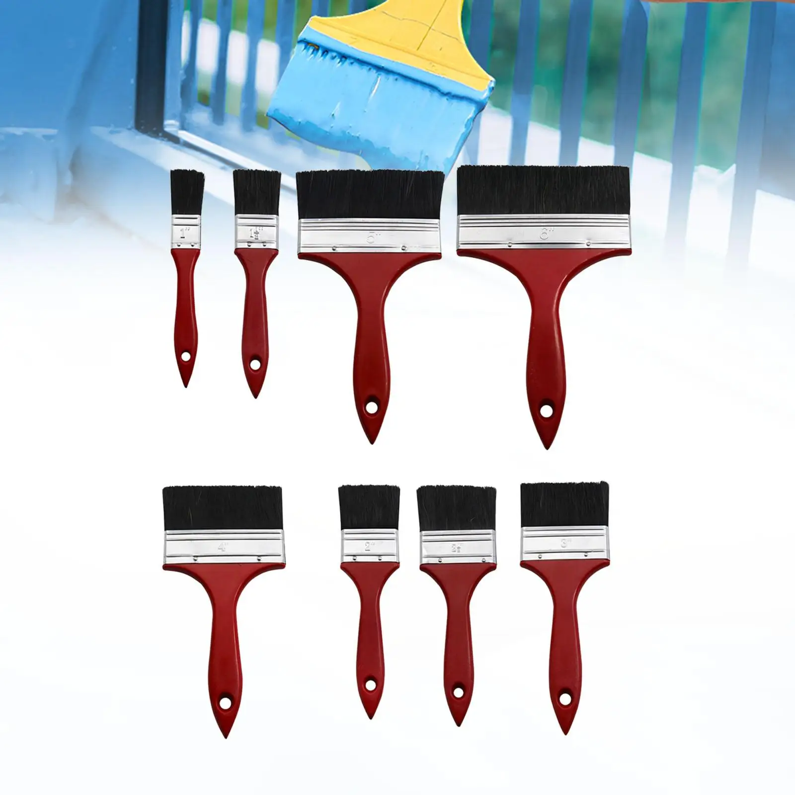 8 Pieces Paint Brushes with Red Handle Cleaning Polishing,Professional Practical Tools,Multifunctional for Art Glue Primer