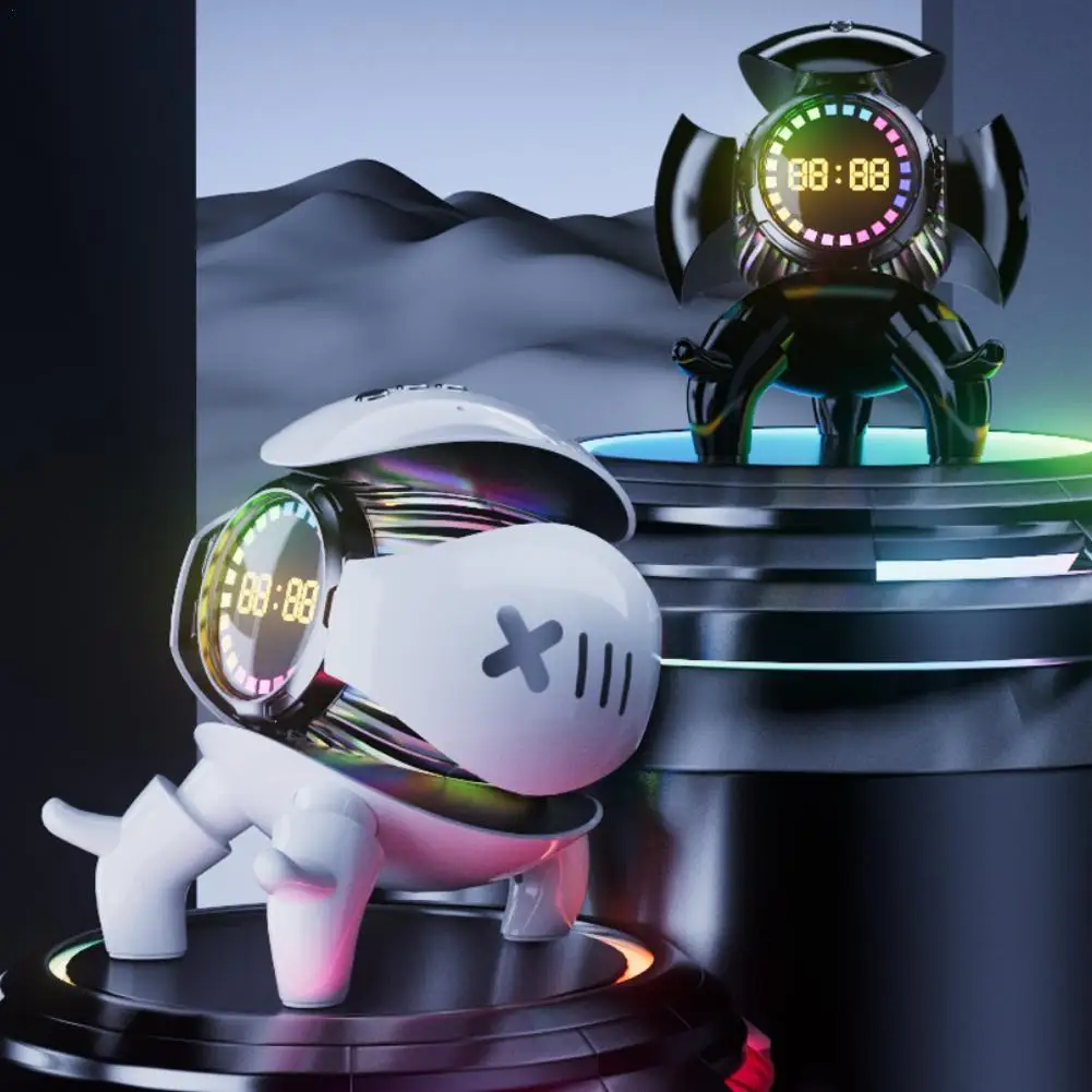 New Unique Shape Mecha Monster Clock Alarm Bluetooth Speaker Home Desktop Creative Gift AI Smart Bluetooth Speaker