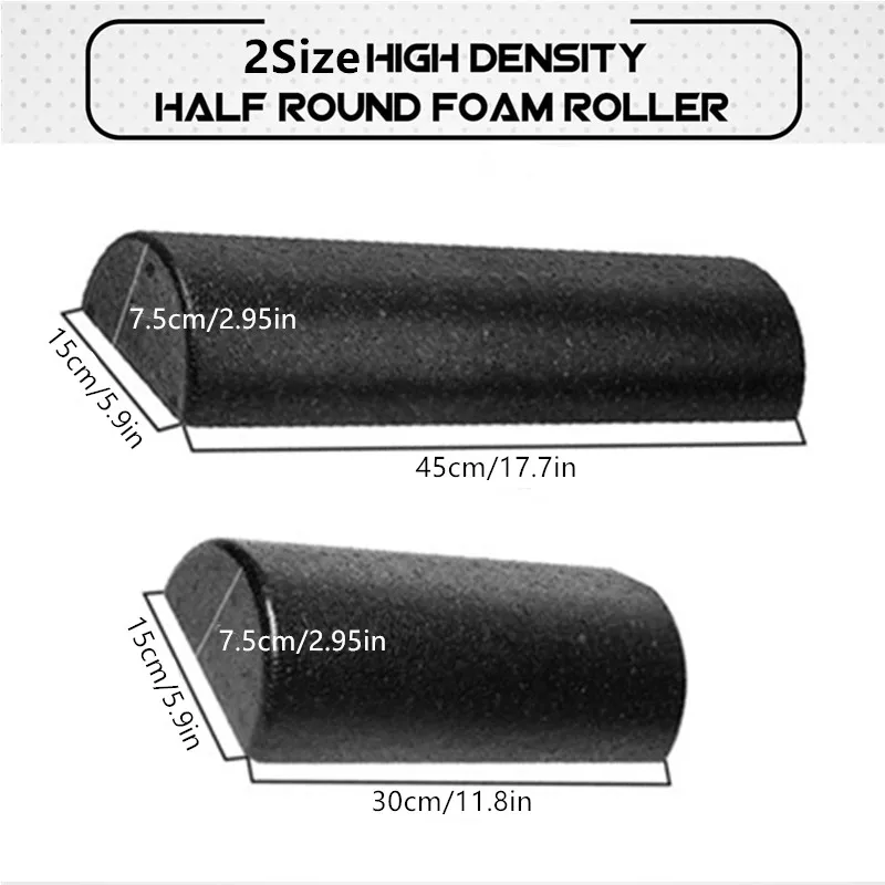 30/45cm High Density Half-Round Foam Roller EPP Yoga Column Massage Roller Yoga Pilates Tools for Balance Training Back Relax