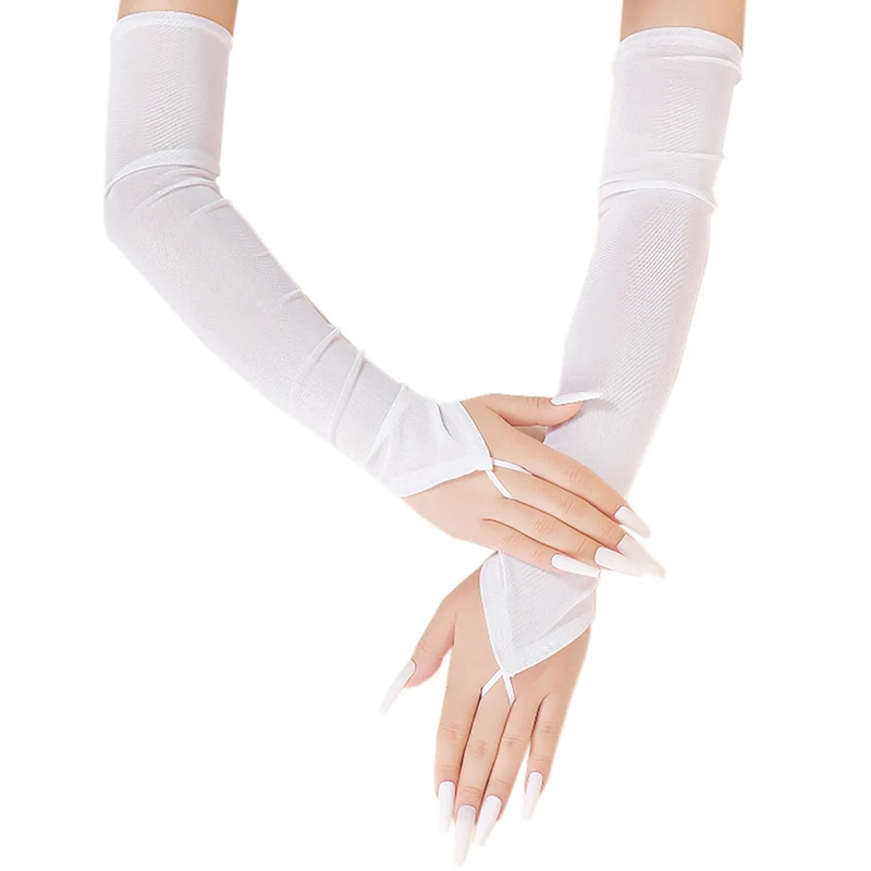 

Women Sexy Lace Fingerless Mesh Transparent Party Gloves Arm Sleeves Cosplay Dinner Dance Hook Finger Mittens