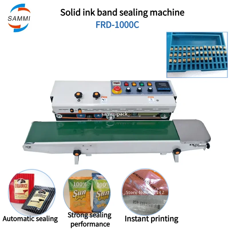 Most Popular Continuous Plastic Bag Heat Sealer, Solid Ink Date Printing Bag Sealing Machine