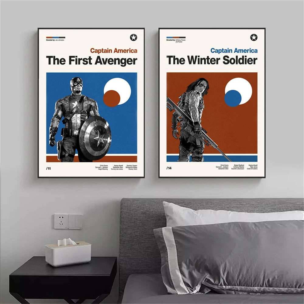 

MINISO Captian America & Winter Soldier Canvas Poster Retro Modern Movie Canvas Print Poster For Boy Room Decor Gifts For Boys