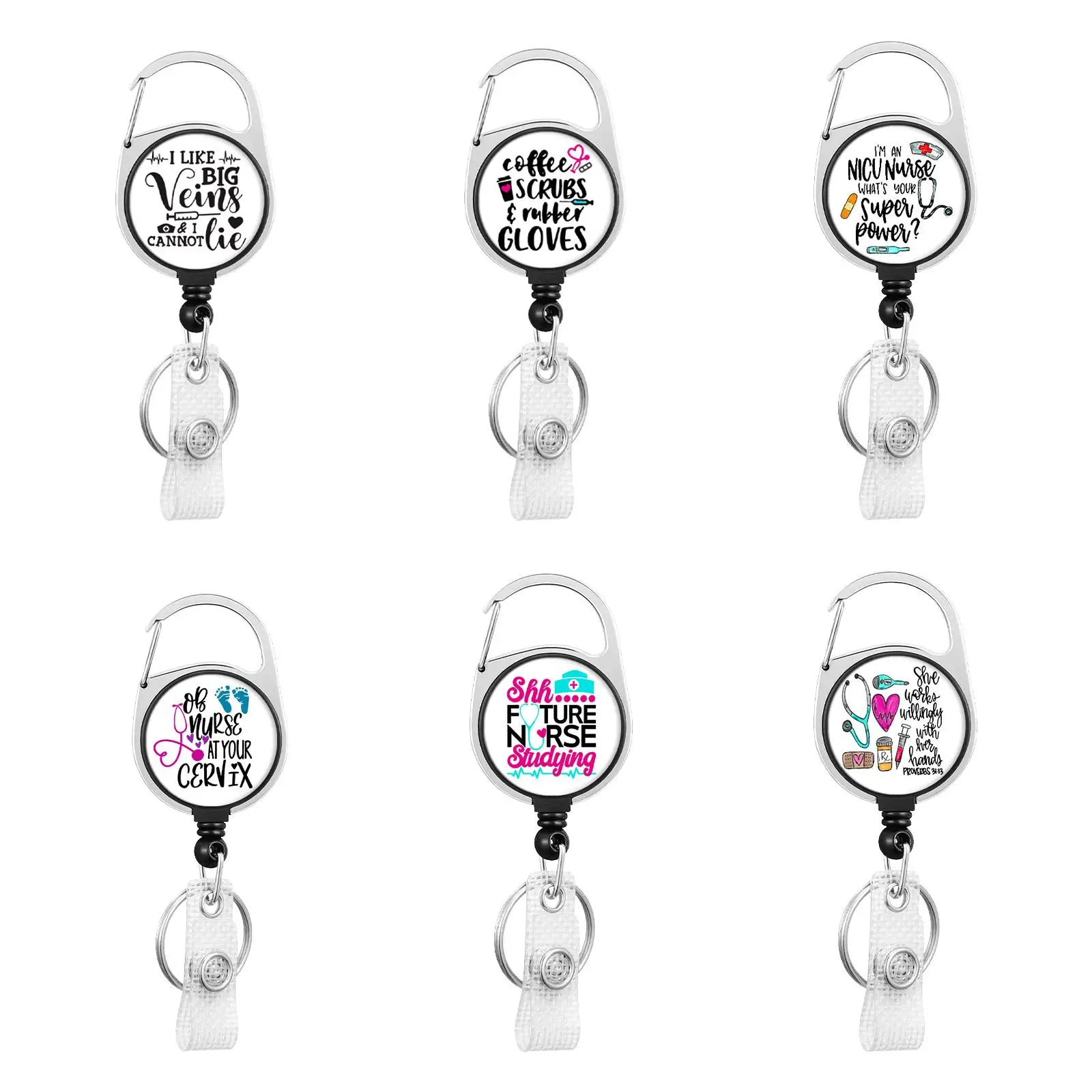 Retractable Badge Holder Accessories Lightweight Keychain with Swivel Carabiner Clip for Worker Doctors Teacher Nurses Office