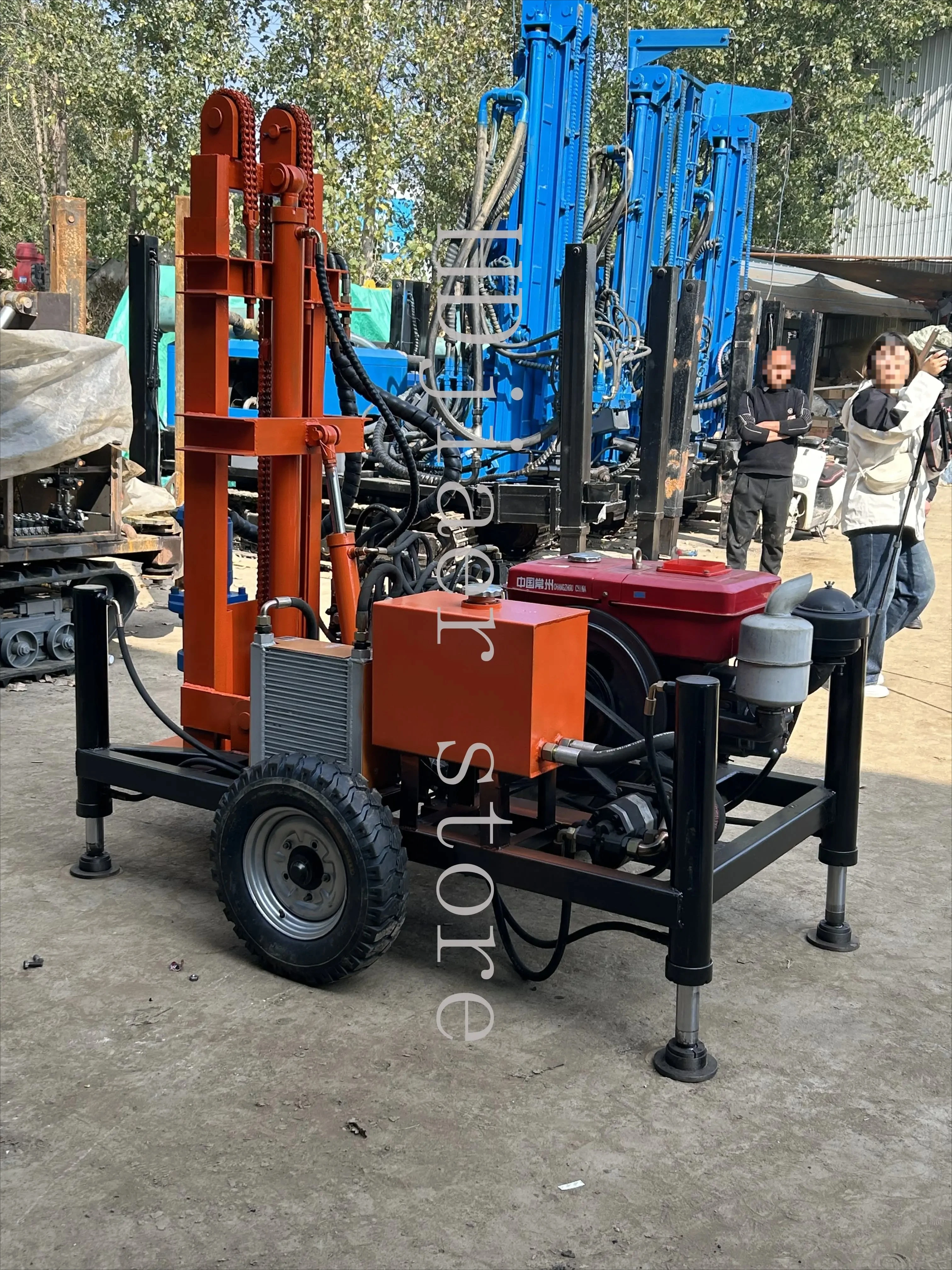 Portable 160m DTH Mini Hydraulic Drilling Rig, Trailer Mounted Water Well Drill with Pump Motor Engine Core Components