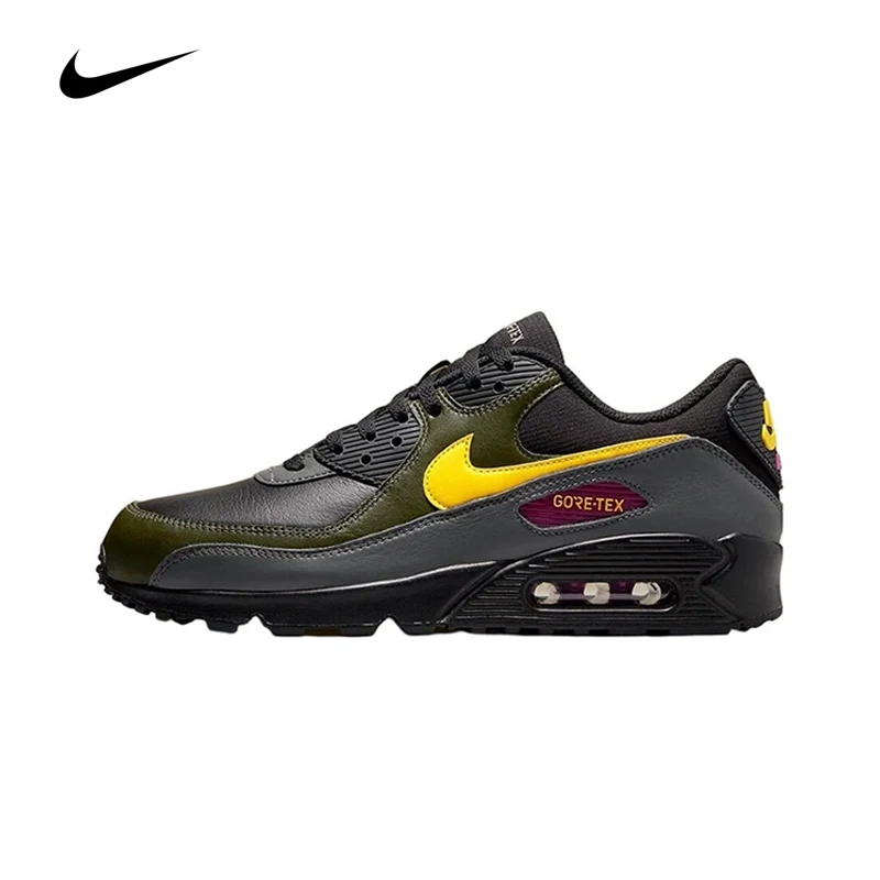 

Оригинальные винтажные мужские кроссовки для бега Nike Air Max 90 износостойкие амортизирующие дышащие черные желтые классические кроссовки