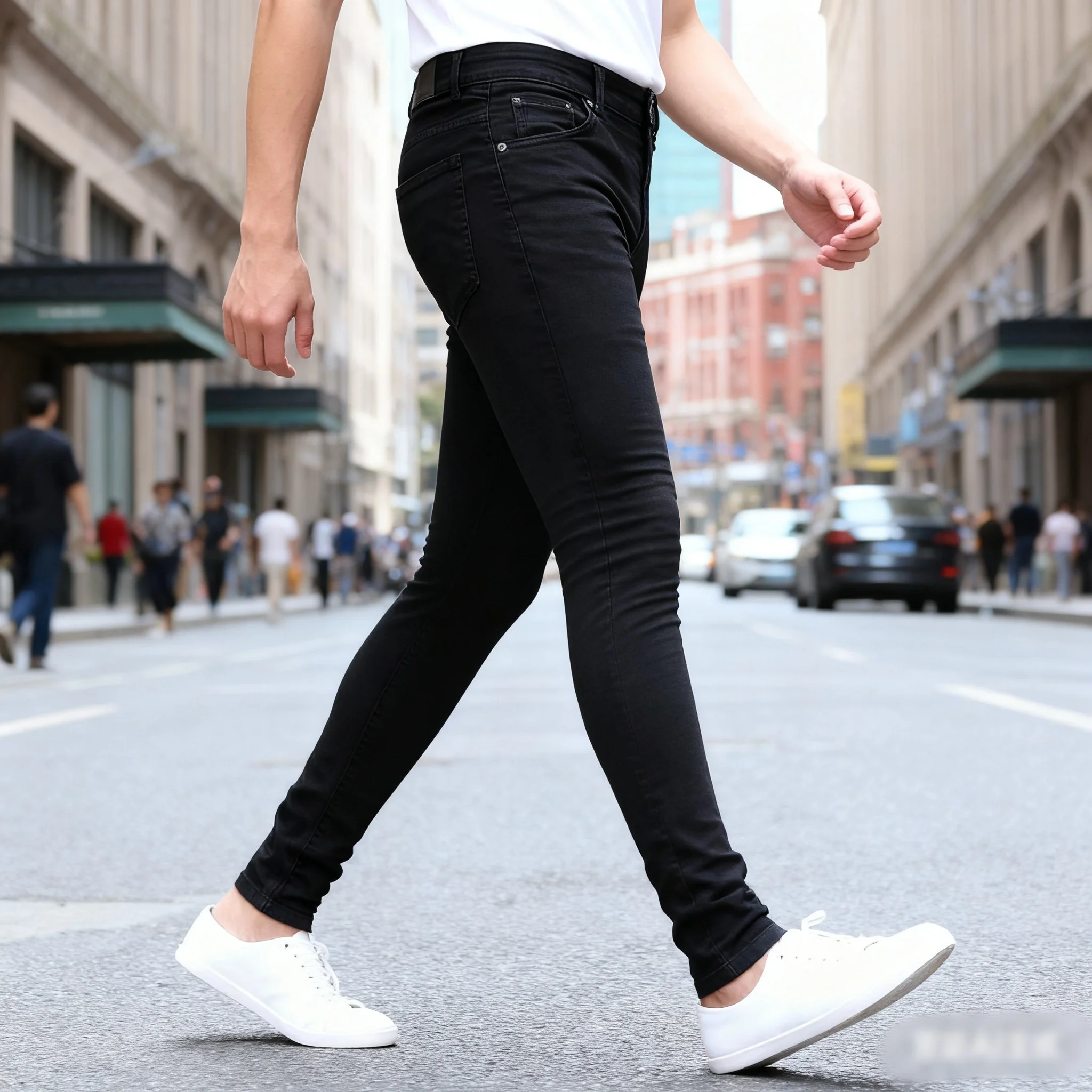 

Autumn Elastic Men's Jeans Fashion Gray Comfortable Business Straight Stretch Cotton Casual Denim Pants Brand Male Thin Trousers