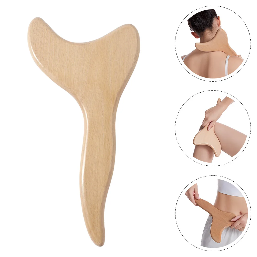 

1pc Beech Gua Sha Board Durable Wooden Scraping Massage Tool Lightweight Travel Face Massager Facial