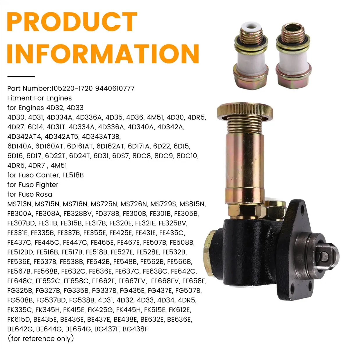 #66H Automotive Parts & Accessories,Fuel Supply Transfer Lift Oil Pump Diesel Feed Pump for Mitsubishi (Metal)