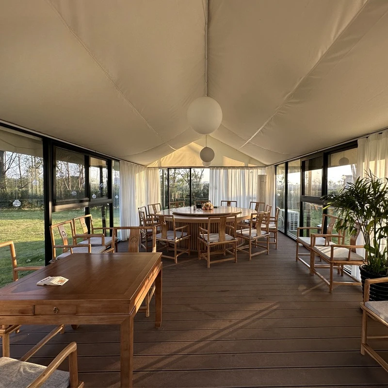 Outdoor camp hotel tent European thermal glass wall tension film structure B & B resort tent room