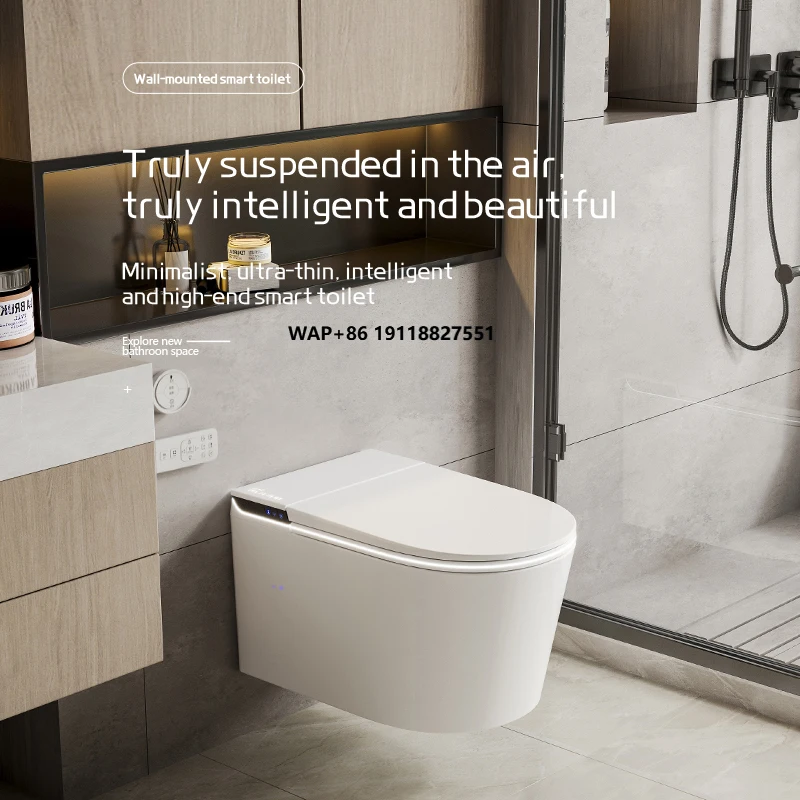 

High Quality Concealed Cistern Back Wall WC Toilet Set Tankless Intelligent Wall Hung Smart Toilet P-Trap Cyclone Flushing