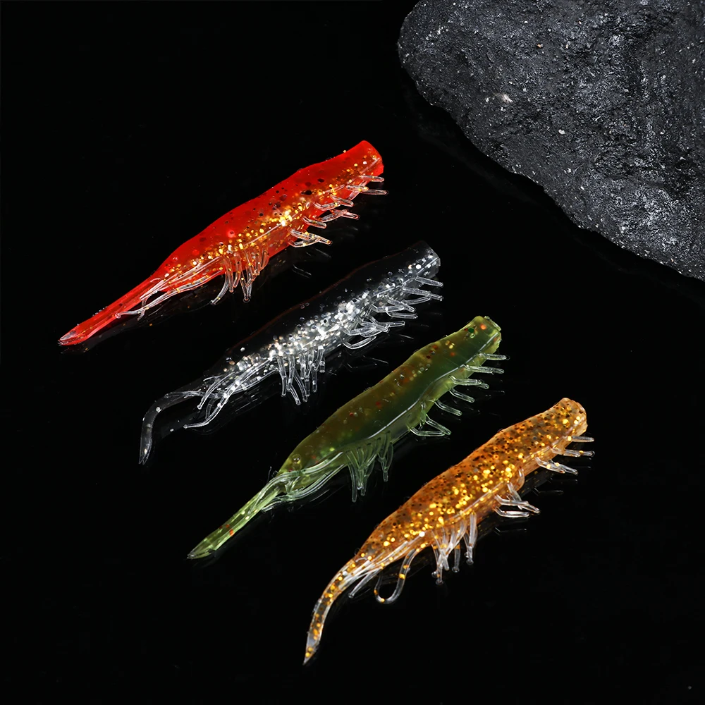 Salted Flavor Silicone Bait Shrimp Sea Worm Gambita Lure Carp Bass Rockfishing Swimbait Biting Shrimp Colorful Fishing Lure