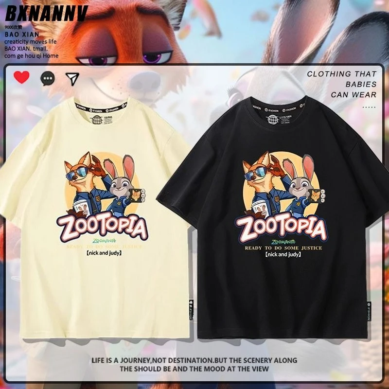 

Summer Baby Boy Disney Zootopia Printed Clothes Kid Girls Judy Hopps Nick Wilde Short Sleeve T-shirts Children Cotton Top Outfit
