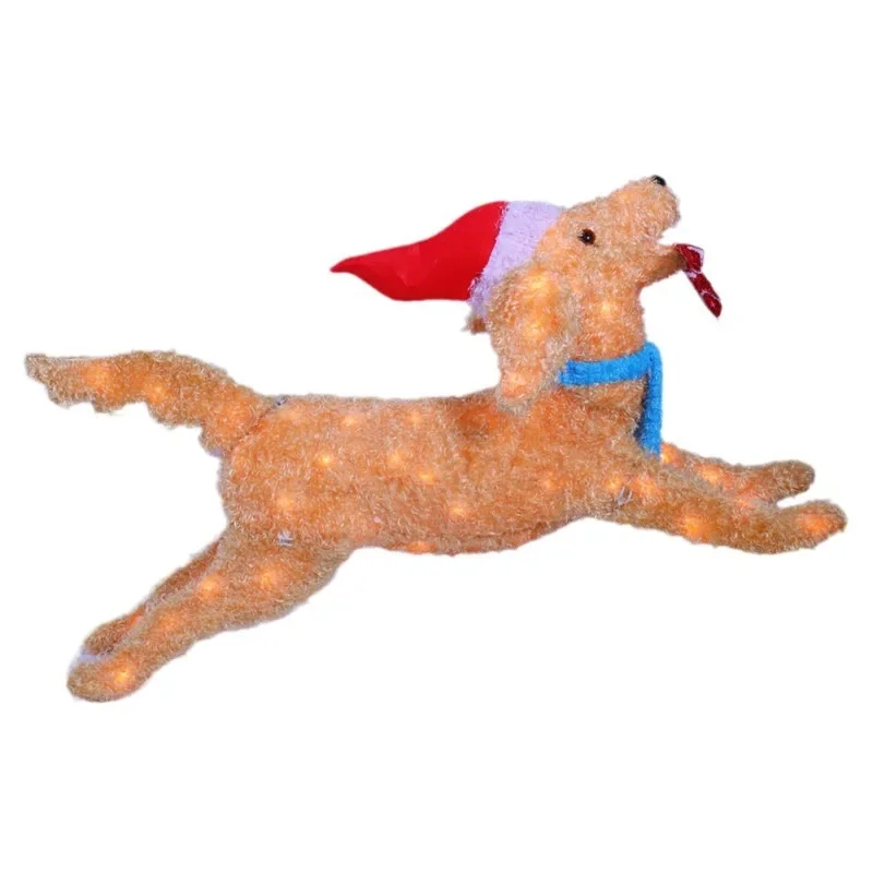 

Puppy ornament wearing Christmas hat luminous arrangement holiday creative gifts