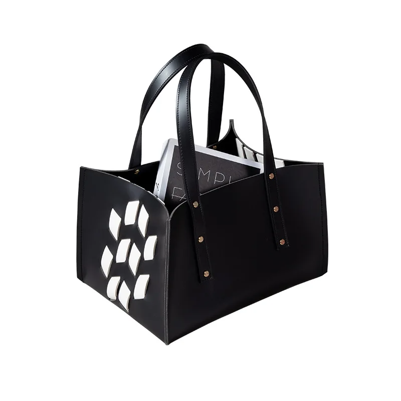

Leather woven tote bag