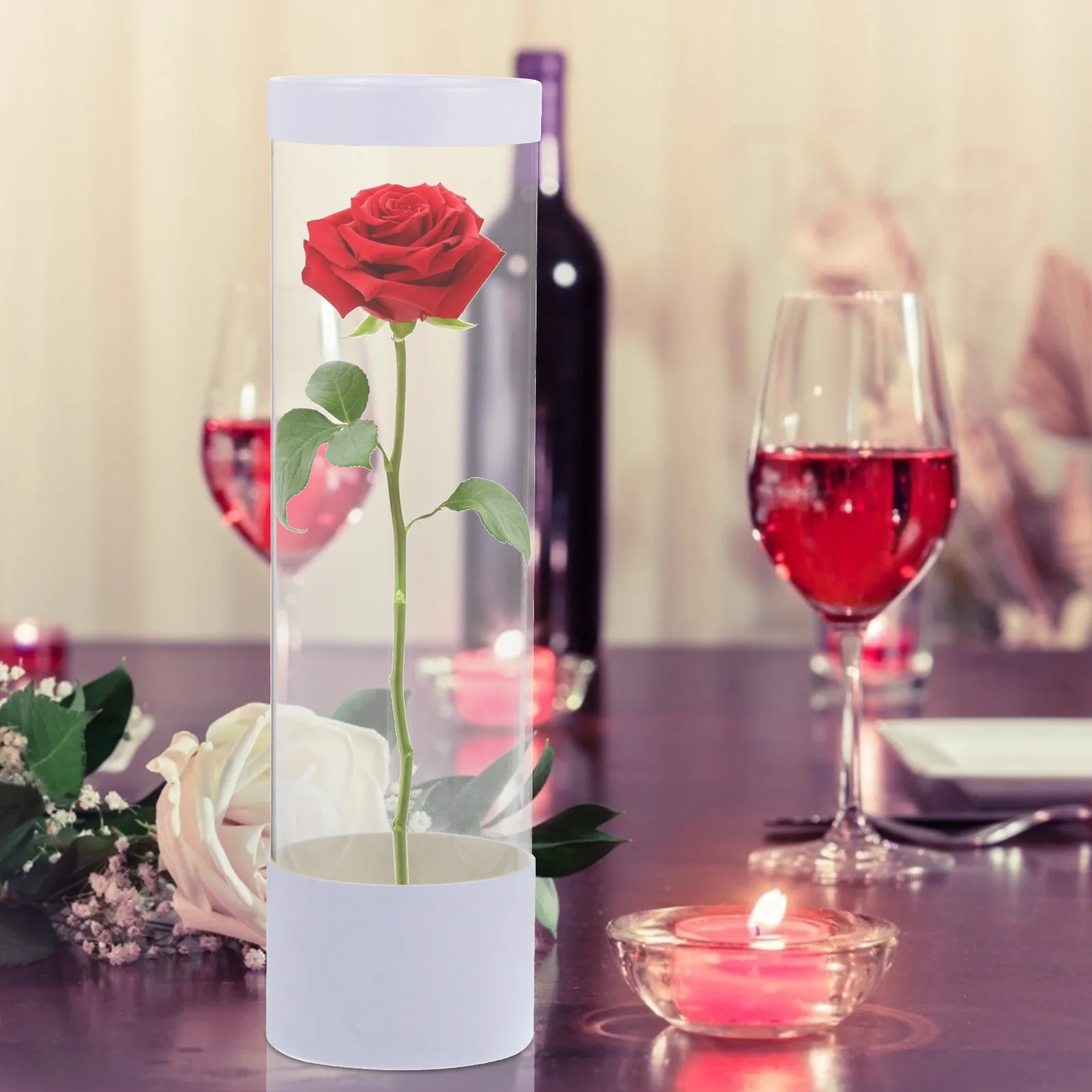 

Transparent Long Flower PVC Round Container for Bouquet Wedding Pvc Packaging Box Gift Floral Supplies Box