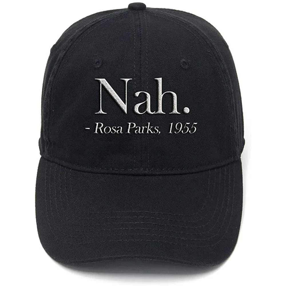 

Lyprerazy Nah. Rosa Parks 1955 Vintage Washed Cotton Adjustable Men Women Unisex Hip Hop Cool Flock Printing Baseball Cap