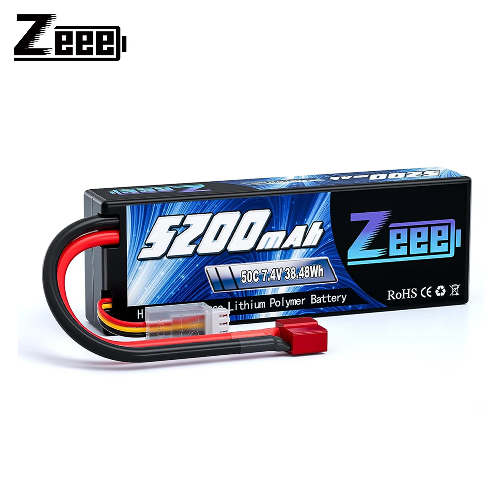 Zeee 2S 5200mAh 7.4V 50C Lipo Battery Hardcase with Deans Plug for RC Car Truck RC Truggy Heli Airplane FPV Drones Racing Parts